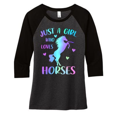 Just A Girl Who Loves Horses Women's Tri-Blend 3/4-Sleeve Raglan Shirt