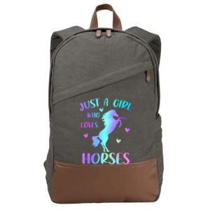 Just A Girl Who Loves Horses Cotton Canvas Backpack