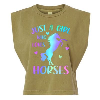 Just A Girl Who Loves Horses Garment-Dyed Women's Muscle Tee