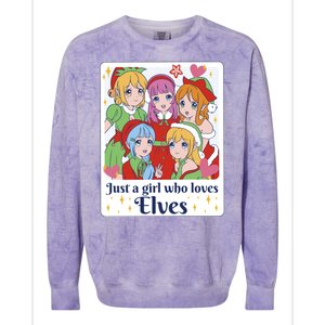 Just A Girl Who Loves Elves Anime Christmas Colorblast Crewneck Sweatshirt