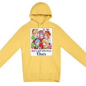 Just A Girl Who Loves Elves Anime Christmas Premium Pullover Hoodie