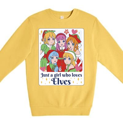 Just A Girl Who Loves Elves Anime Christmas Premium Crewneck Sweatshirt