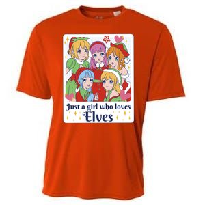 Just A Girl Who Loves Elves Anime Christmas Cooling Performance Crew T-Shirt