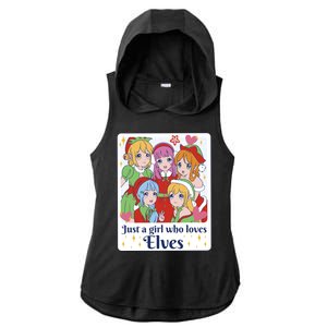 Just A Girl Who Loves Elves Anime Christmas Ladies PosiCharge Tri-Blend Wicking Draft Hoodie Tank