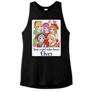 Just A Girl Who Loves Elves Anime Christmas Ladies PosiCharge Tri-Blend Wicking Tank