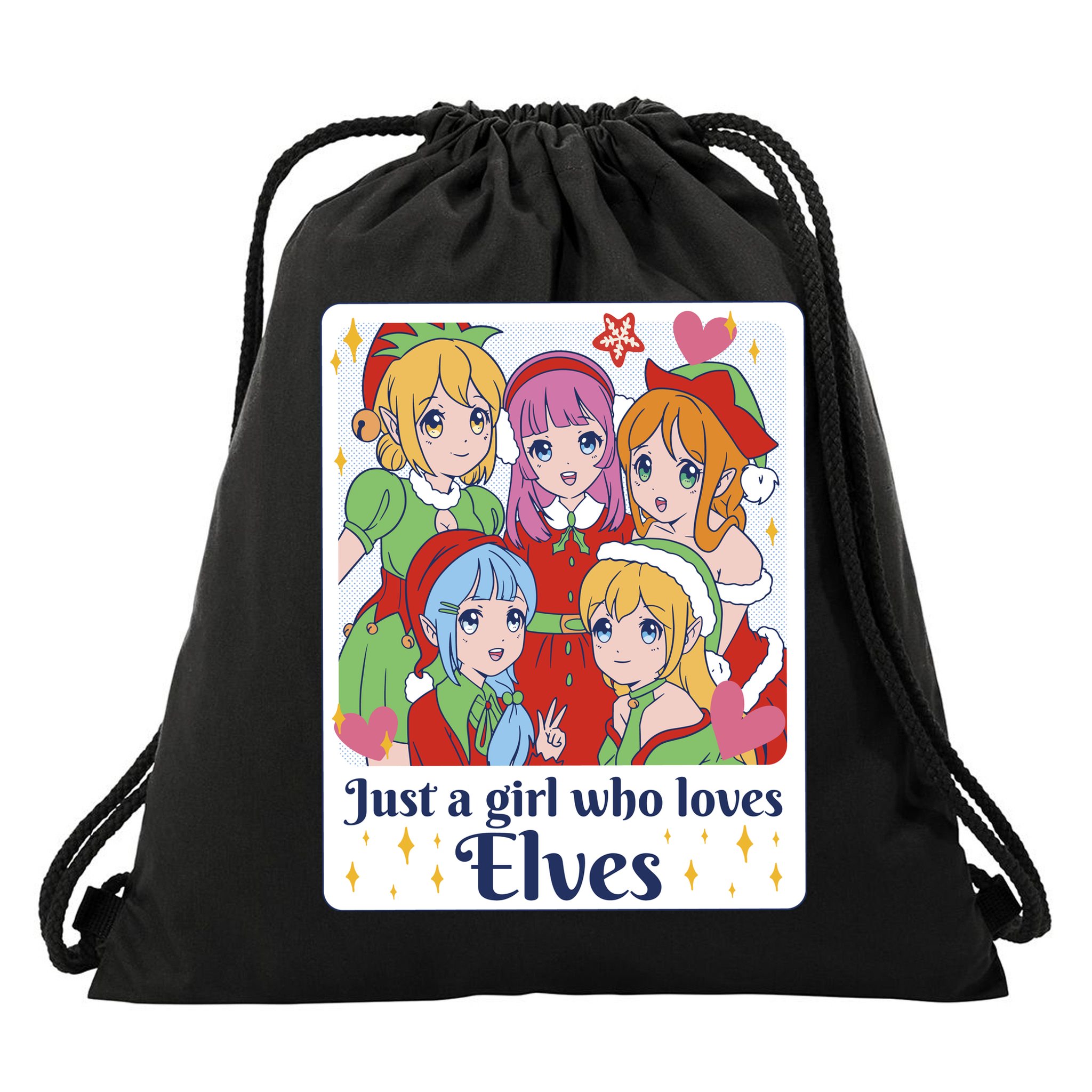 Just A Girl Who Loves Elves Anime Christmas Drawstring Bag