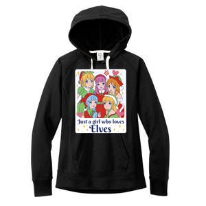 Just A Girl Who Loves Elves Anime Christmas Women's Fleece Hoodie