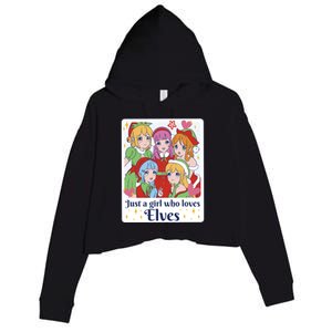 Just A Girl Who Loves Elves Anime Christmas Crop Fleece Hoodie