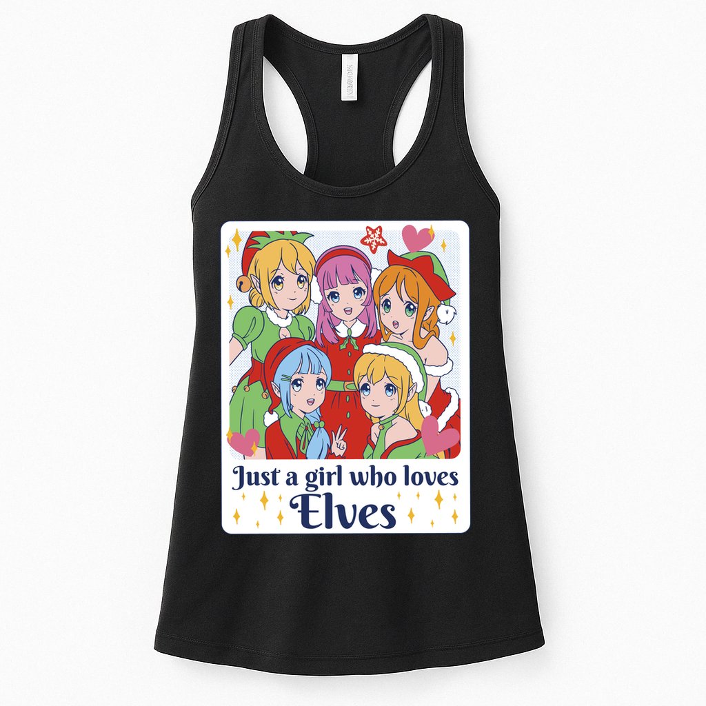 Just A Girl Who Loves Elves Anime Christmas Womens Tank Top