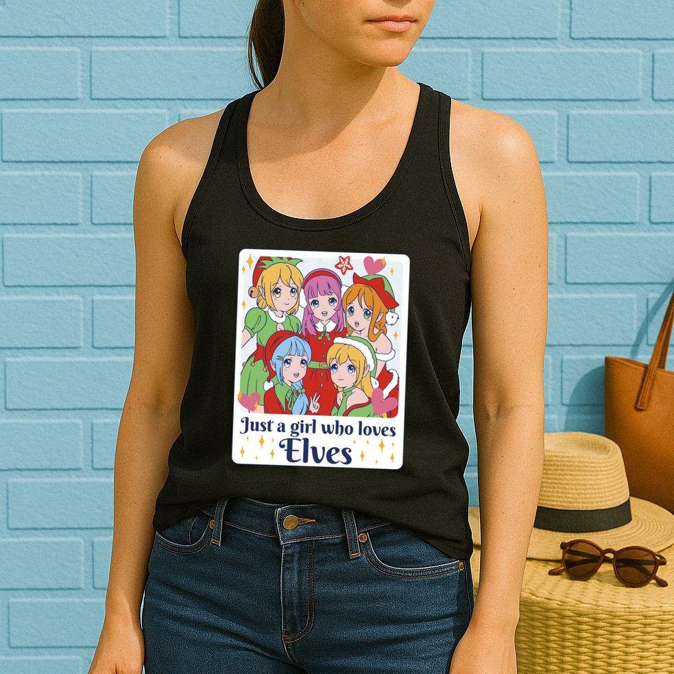 Just A Girl Who Loves Elves Anime Christmas Womens Tank Top