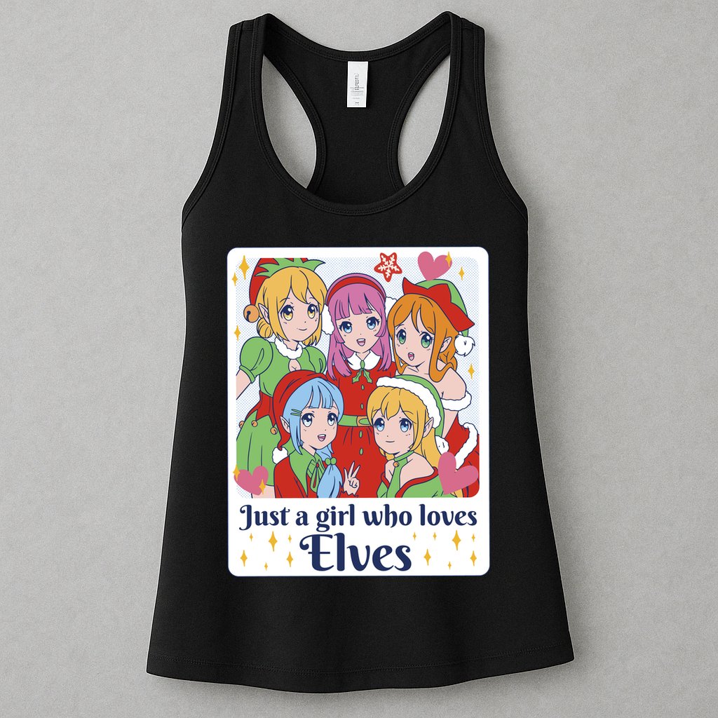 Just A Girl Who Loves Elves Anime Christmas Womens Tank Top