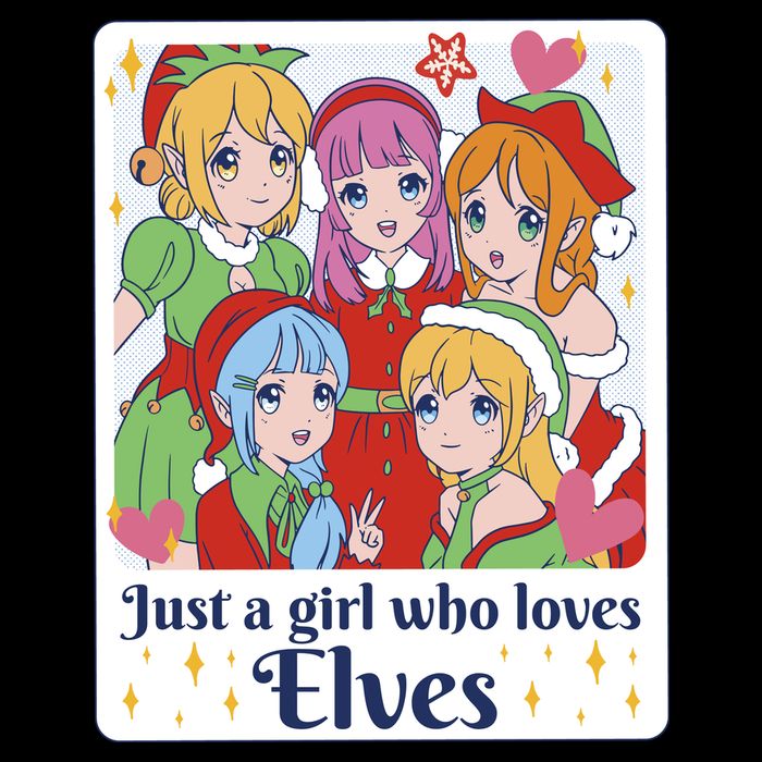 Just A Girl Who Loves Elves Anime Christmas Womens Tank Top