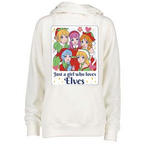 Just A Girl Who Loves Elves Anime Christmas Womens Funnel Neck Pullover Hood