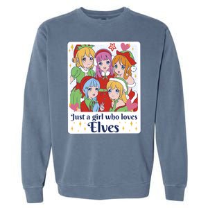 Just A Girl Who Loves Elves Anime Christmas Garment-Dyed Sweatshirt