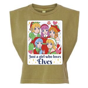 Just A Girl Who Loves Elves Anime Christmas Garment-Dyed Women's Muscle Tee