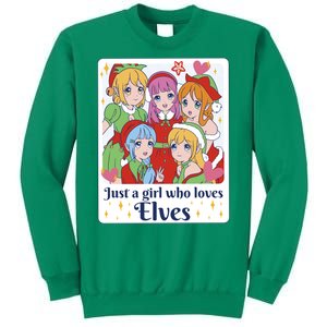 Just A Girl Who Loves Elves Anime Christmas Sweatshirt