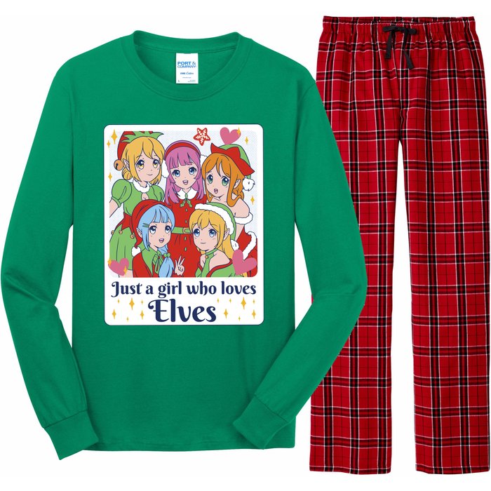 Just A Girl Who Loves Elves Anime Christmas Long Sleeve Pajama Set