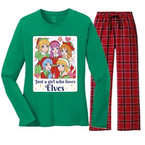 Just A Girl Who Loves Elves Anime Christmas Women's Long Sleeve Flannel Pajama Set 