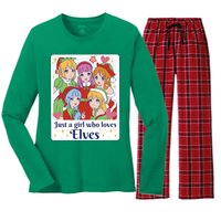 Just A Girl Who Loves Elves Anime Christmas Women's Long Sleeve Flannel Pajama Set 