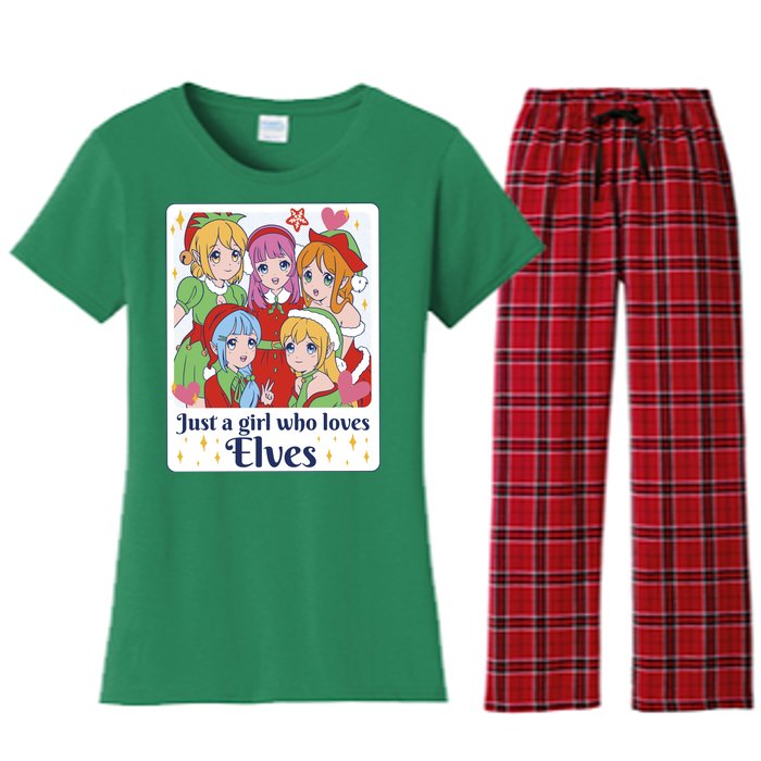 Just A Girl Who Loves Elves Anime Christmas Women's Flannel Pajama Set