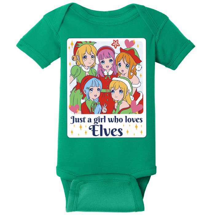 Just A Girl Who Loves Elves Anime Christmas Baby Bodysuit
