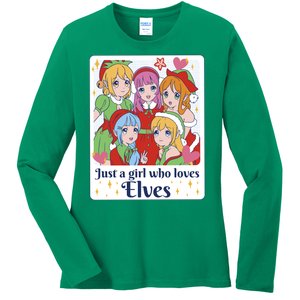 Just A Girl Who Loves Elves Anime Christmas Ladies Long Sleeve Shirt