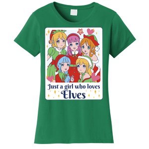 Just A Girl Who Loves Elves Anime Christmas Women's T-Shirt