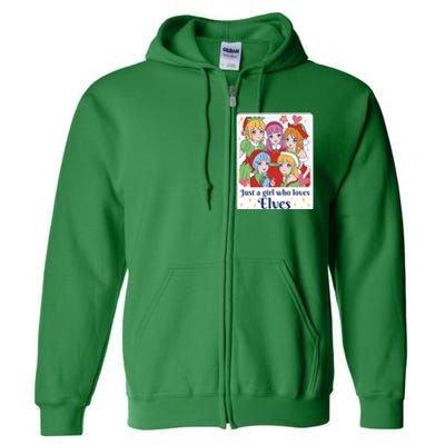 Just A Girl Who Loves Elves Anime Christmas Full Zip Hoodie