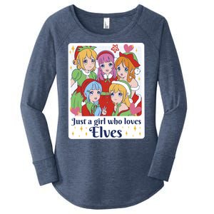 Just A Girl Who Loves Elves Anime Christmas Women's Perfect Tri Tunic Long Sleeve Shirt