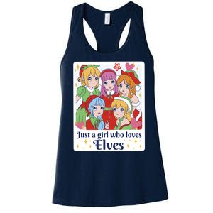 Just A Girl Who Loves Elves Anime Christmas Women's Racerback Tank