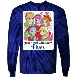 Just A Girl Who Loves Elves Anime Christmas Tie-Dye Long Sleeve Shirt