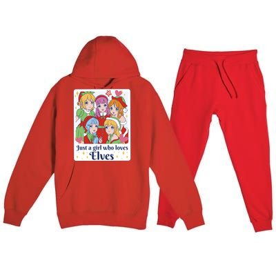 Just A Girl Who Loves Elves Anime Christmas Premium Hooded Sweatsuit Set