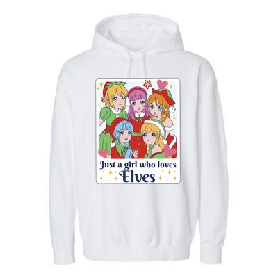 Just A Girl Who Loves Elves Anime Christmas Garment-Dyed Fleece Hoodie