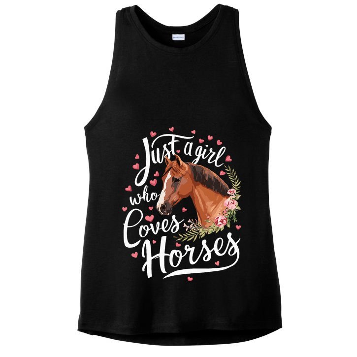 Just A Girl Who Loves Horses Horse Ladies PosiCharge Tri-Blend Wicking Tank