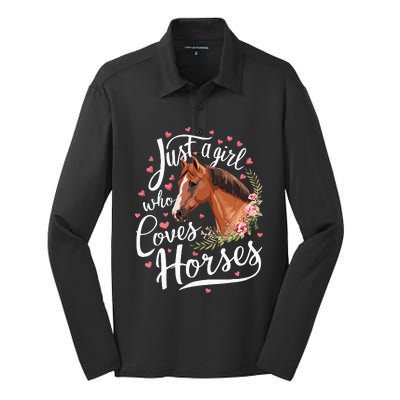 Just A Girl Who Loves Horses Horse Silk Touch Performance Long Sleeve Polo