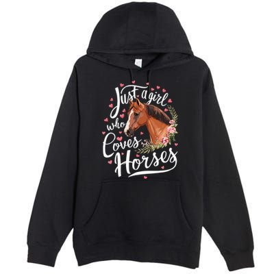 Just A Girl Who Loves Horses Horse Premium Pullover Hoodie