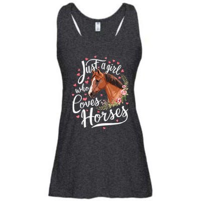 Just A Girl Who Loves Horses Horse Ladies Essential Flowy Tank