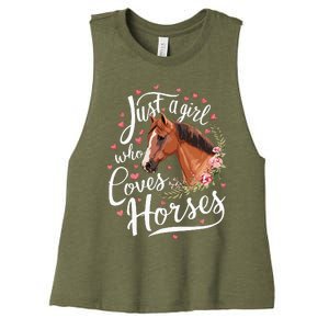 Just A Girl Who Loves Horses Horse Women's Racerback Cropped Tank