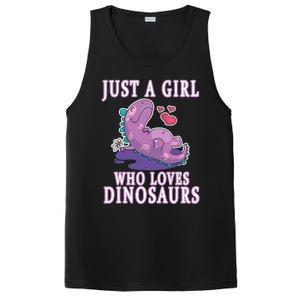 Just A Girl Who Loves Dinosaurs Cute Floral Girl Teens Gift PosiCharge Competitor Tank