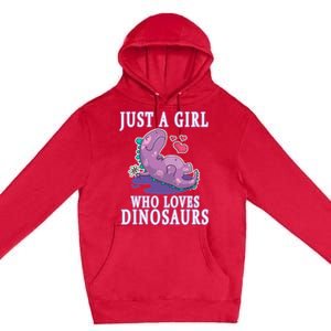 Just A Girl Who Loves Dinosaurs Cute Floral Girl Teens Gift Premium Pullover Hoodie