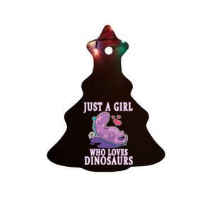 Just A Girl Who Loves Dinosaurs Cute Floral Girl Teens Gift Ceramic Tree Ornament