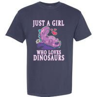 Just A Girl Who Loves Dinosaurs Cute Floral Girl Teens Gift Garment-Dyed Heavyweight T-Shirt