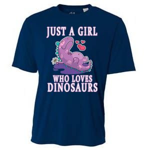 Just A Girl Who Loves Dinosaurs Cute Floral Girl Teens Gift Cooling Performance Crew T-Shirt