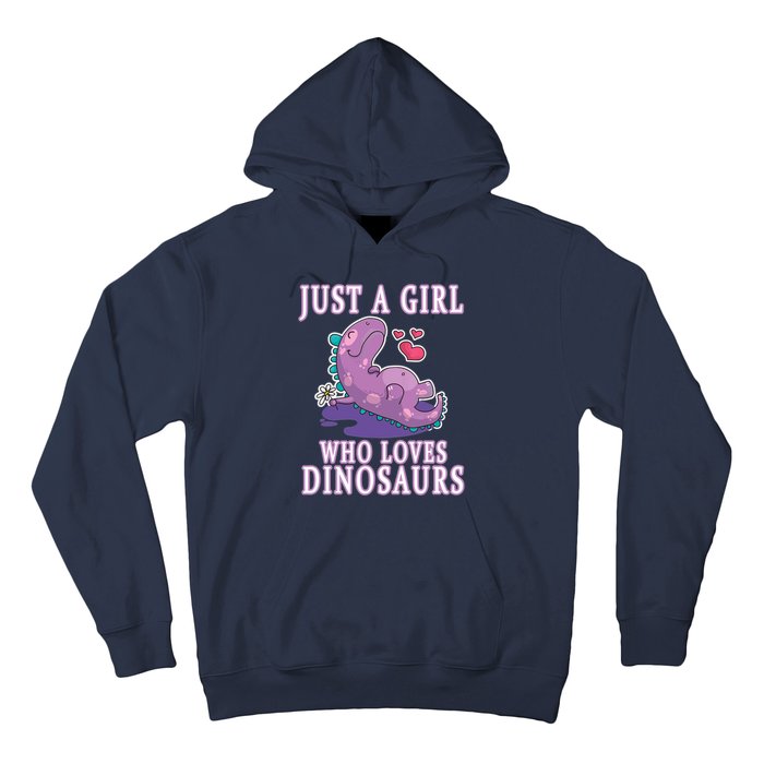 Just A Girl Who Loves Dinosaurs Cute Floral Girl Teens Gift Hoodie