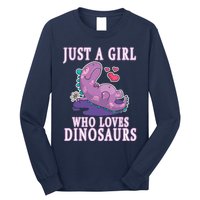 Just A Girl Who Loves Dinosaurs Cute Floral Girl Teens Gift Long Sleeve Shirt