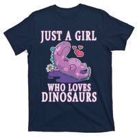 Just A Girl Who Loves Dinosaurs Cute Floral Girl Teens Gift T-Shirt