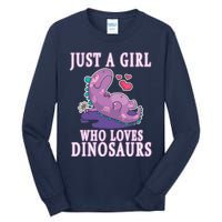 Just A Girl Who Loves Dinosaurs Cute Floral Girl Teens Gift Tall Long Sleeve T-Shirt