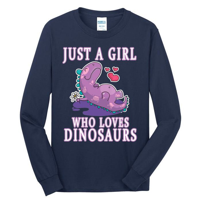 Just A Girl Who Loves Dinosaurs Cute Floral Girl Teens Gift Tall Long Sleeve T-Shirt