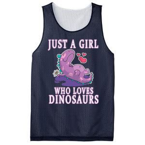 Just A Girl Who Loves Dinosaurs Cute Floral Girl Teens Gift Mesh Reversible Basketball Jersey Tank