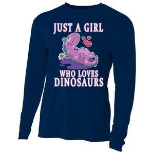 Just A Girl Who Loves Dinosaurs Cute Floral Girl Teens Gift Cooling Performance Long Sleeve Crew